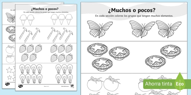 Ficha de actividad: Muchos y pocos (teacher made) - Twinkl