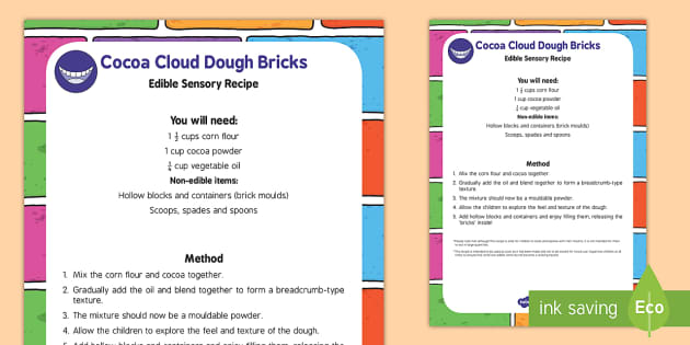 Cocoa Cloud Dough Bricks Edible Sensory Recipe - Twinkl