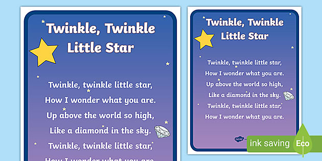 Lyrics star twinkle little twinkle Twinkle, Twinkle,