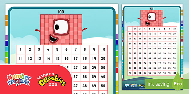 free 100 square numberblocks multiplication and division