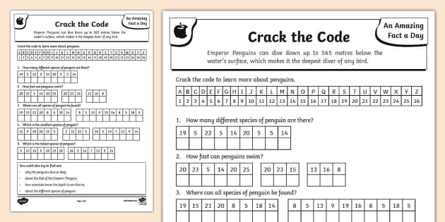 Crack The Code Worksheets