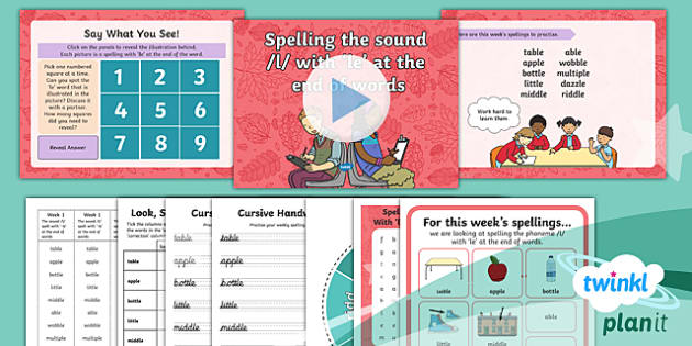 PlanIt Y2 Term 1B W1: 'le' Spelling Pack (teacher made)