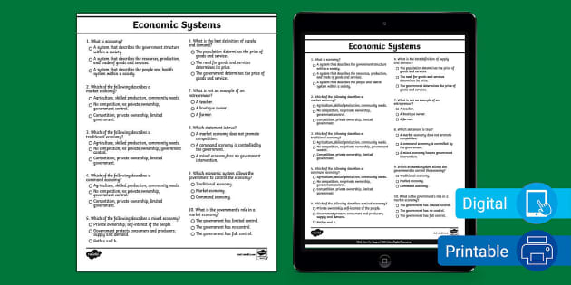 Seventh Grade Economic Systems Quiz (teacher Made) - Twinkl