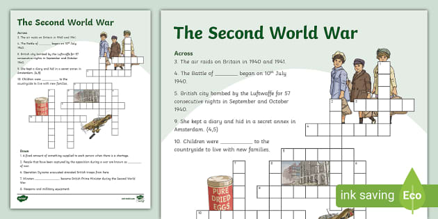 The Second World War KS2 Crossword (teacher made)
