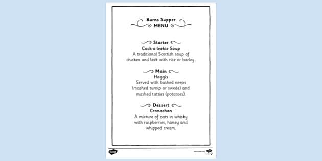 FREE! - Burns Supper Menu Colouring Sheet (teacher made)