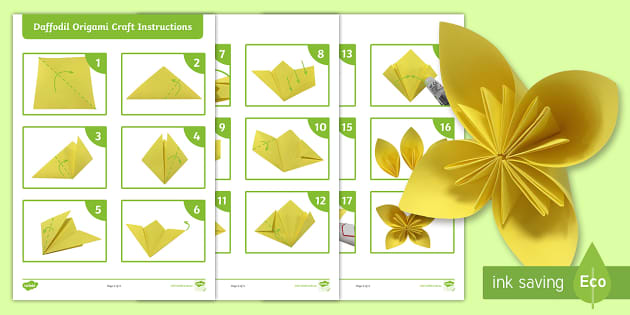Daffodil Origami Craft Instructions (teacher made) - Twinkl