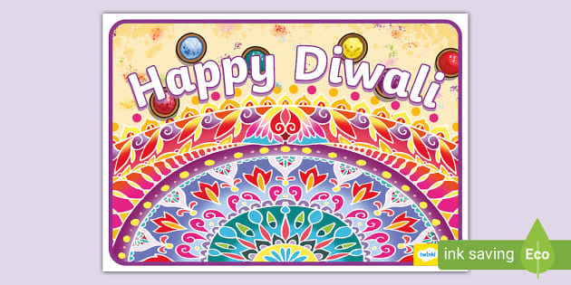 Happy Diwali Display Poster,Diwali, (teacher made) - Twinkl