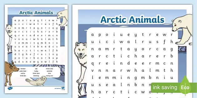 Arctic Animals Word Search - KS1 (teacher made) - Twinkl
