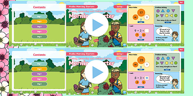 Year 1 Maths Spring Morning Starter PowerPoint Bumper Resource Pack