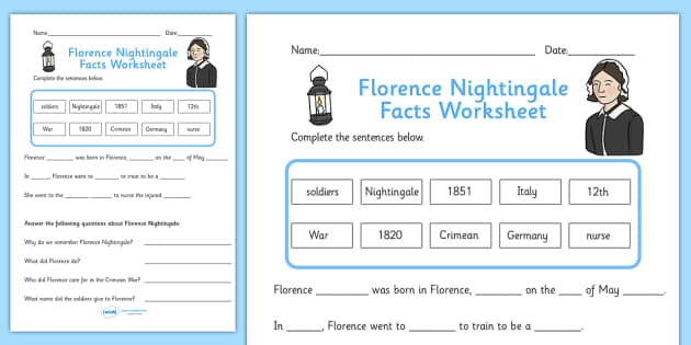 Florence Nightingale Fact Activity for Kids (teacher made)