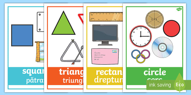 2D Shape with Everyday Examples Display Posters English/Romanian