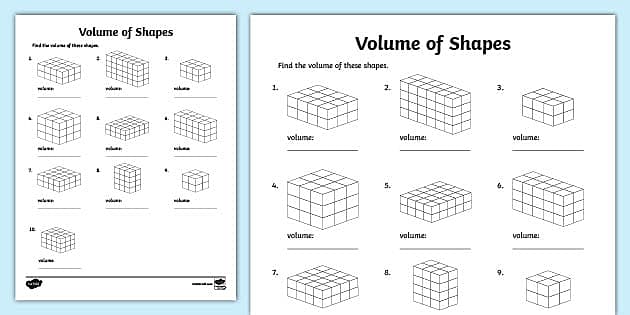 find the volume of shapes volume worksheet teacher made