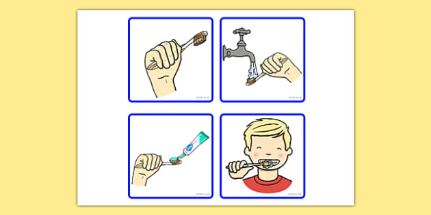 Brushing Teeth Sequencing Cards