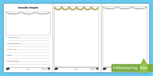 Amasiko Osapho Lwam Worksheet