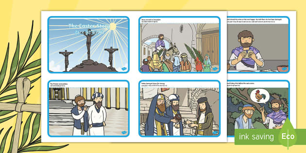 The Easter Story Sequencing Cards English/Hindi - The Easter Story  Sequencing
