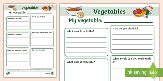 Vegetable Fact File Template (teacher made) - Twinkl
