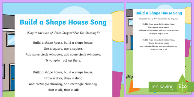 The shapes song 2 worksheet  Shape songs, Rhymes for kindergarten