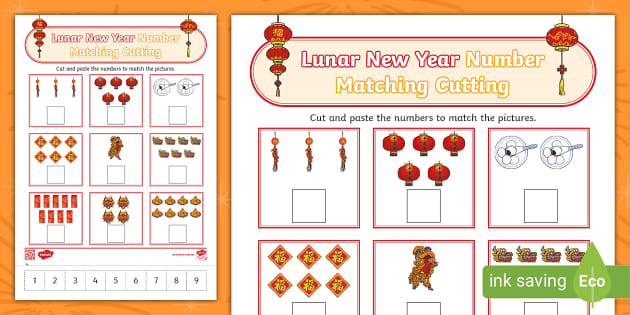 NEW * *Lunar New Year --Number Matching Cutting* - Twinkl