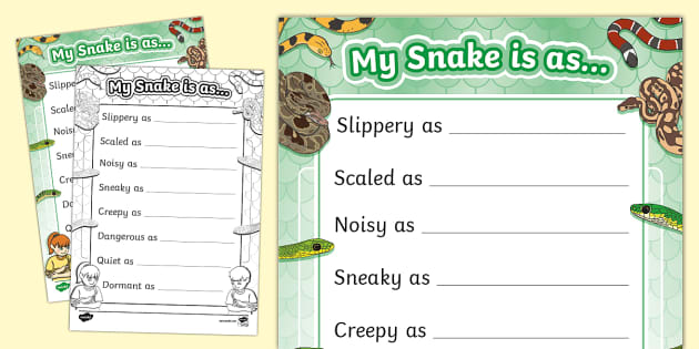 Snake Simile Poem Template (Teacher-Made) - Twinkl