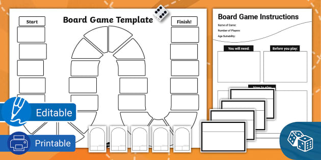 Board game templates - customizable  Board game template, Board games,  Printable board games