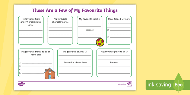 KS1 These Are a Few of My Favourite Things Worksheet / Worksheet