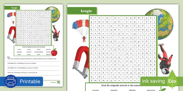 Kragte Woordsoek Aktiwiteit (teacher Made) - Twinkl