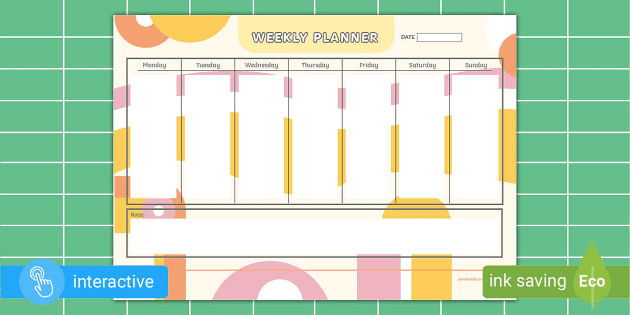 Colourful Weekly Planner  Twinkl Busy Bees (teacher made)