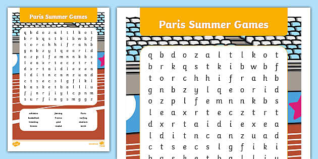 Paris Summer Games Word Search KS1 PE (teacher made)