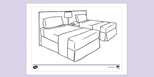 bed line drawing, simple line art, furniture - Stock Illustration  [92943433] - PIXTA