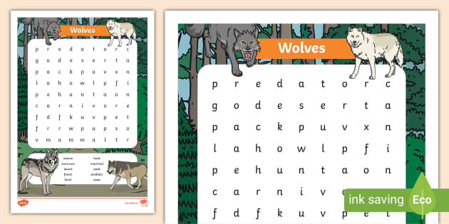 Wolves Word Search (teacher made) - Twinkl