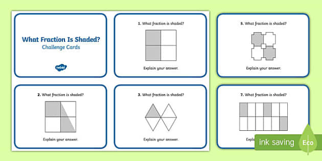 What fraction is shaded challenge cards teacher made 