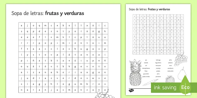 fruit and vegetables word search spanish teacher made