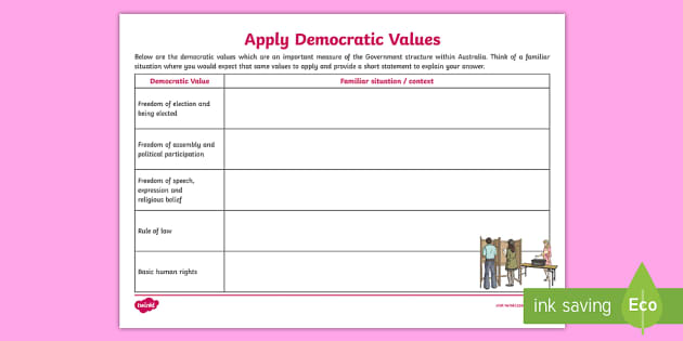 apply-democratic-values-worksheet-hecho-por-educadores