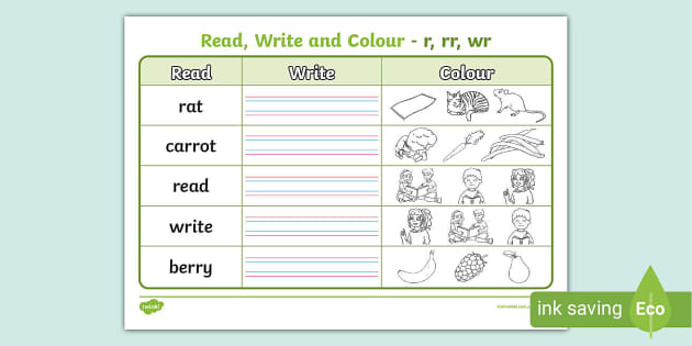 Phoneme Match-Up Activity - rr, r, wr