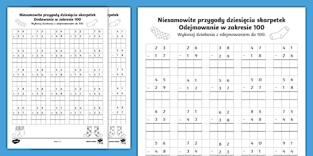 Dodawanie I Odejmowanie Do 100 Klasa 2 * NEW * Dodawanie i odejmowanie do 100 | Przygody 10 skarpetek