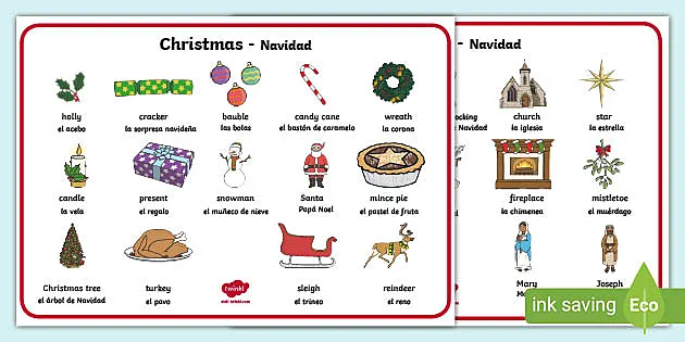 Christmas Word Mat English/Spanish - Christmas Word Mat