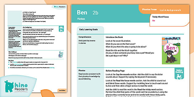 Level 2b Ben: Teacher Guide (teacher made) - Twinkl