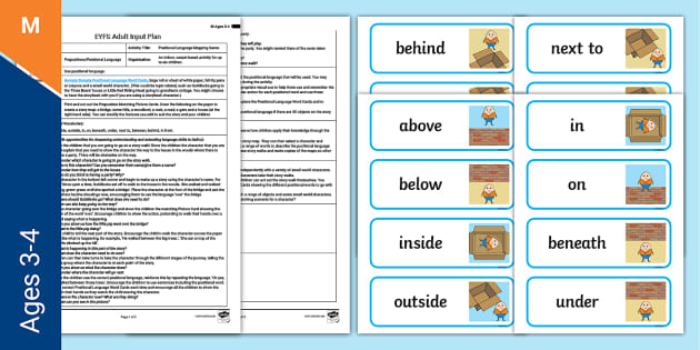 Positional Language Mapping Activity Kindergarten Adult Input Plan