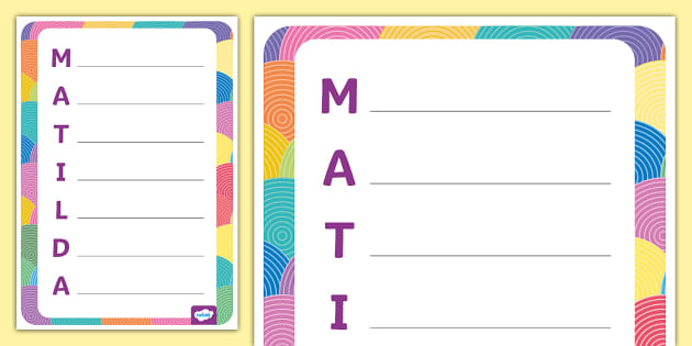 Matilda Acrostic Poem Template (Teacher-Made) - Twinkl