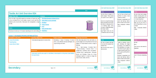 Textile Art Unit Overview (teacher made) - Twinkl