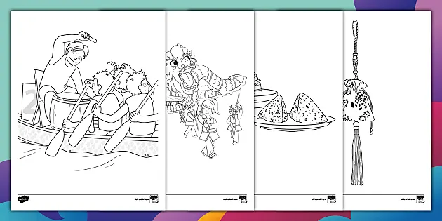 Dragon Boat Festival Coloring Sheets