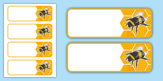 FREE! - Bumble Bee Themed Editable Drawer-Peg-Name Labels (Colourful)