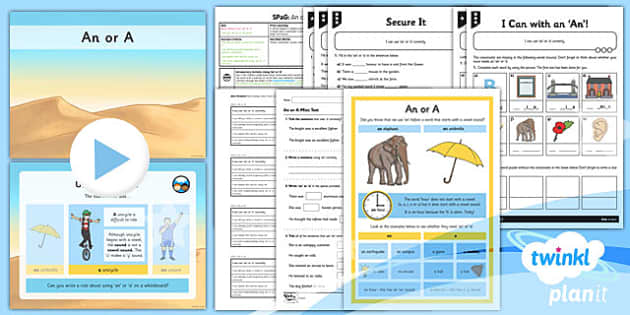Articles An or A Lesson Plan - Year 3 English - Twinkl