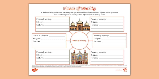 * NEW * KS2 Places of Worship Mind Map (teacher made)