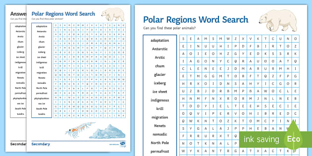Polar Regions Word Search Worksheet / Worksheet Twinkl