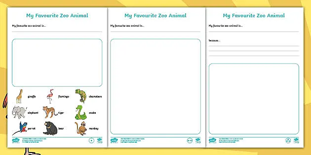 the zoo vet my favorite zoo animal writing activity sheet