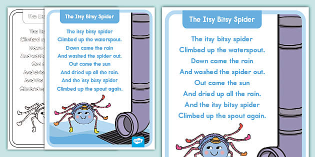 Nursery Rhyme Songs - The Itsy Bitsy Spider - Literacy Stations