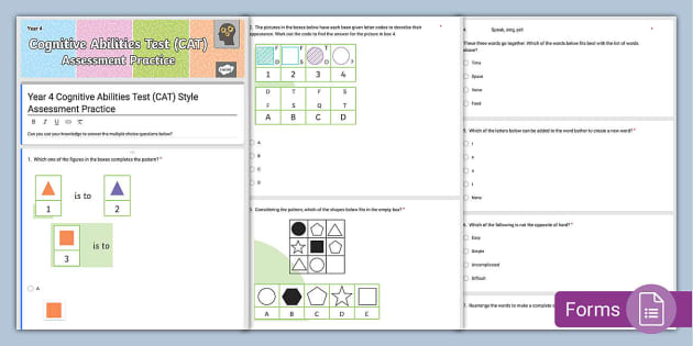 Year 4 Cognitive Ability Test (CAT) Style Practice Test