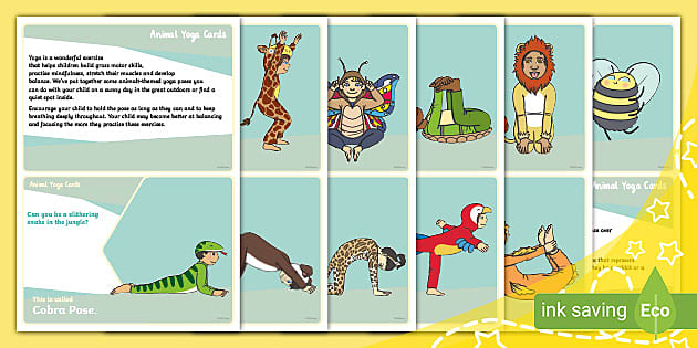 Animal Yoga Cards (teacher made) - Twinkl