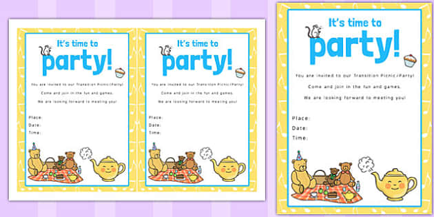 Nursery Rhyme Themed Picnic and Party Invitation - invitation
